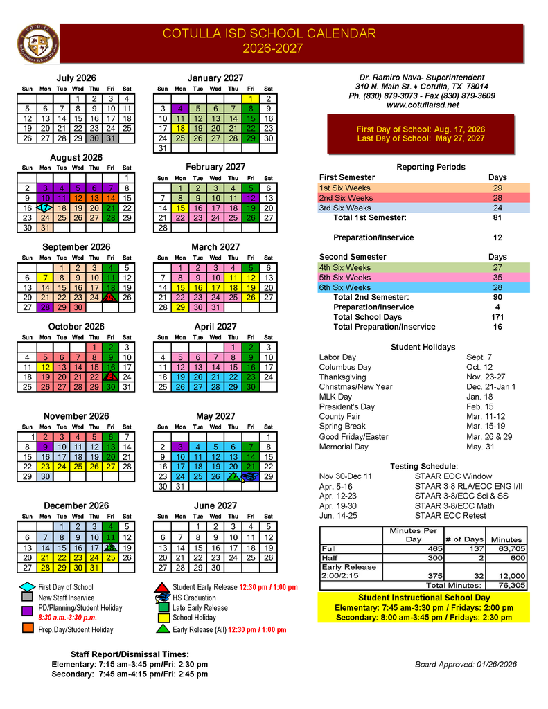 2026-2027 Academic Calendar