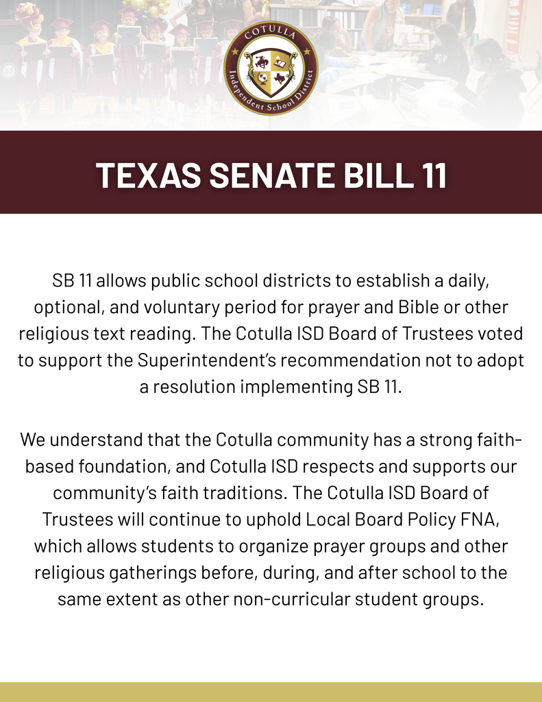 Cotulla ISD Texas Senate Bill 11