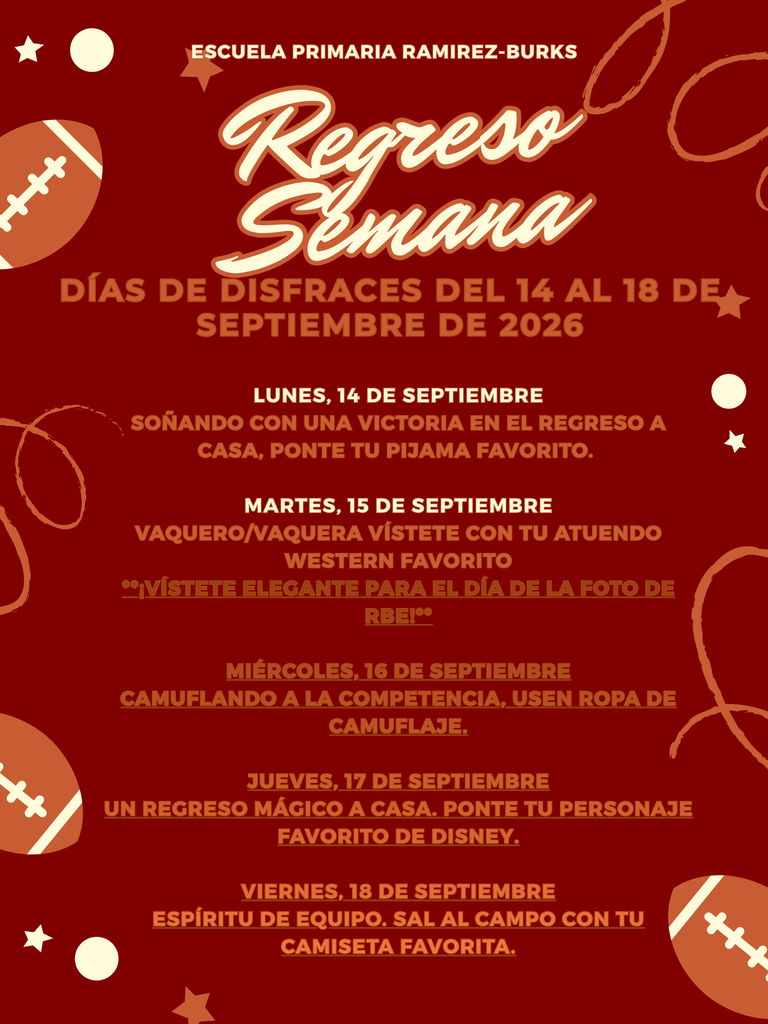 Homecoming Week Dress Up Days Spanish Flyer