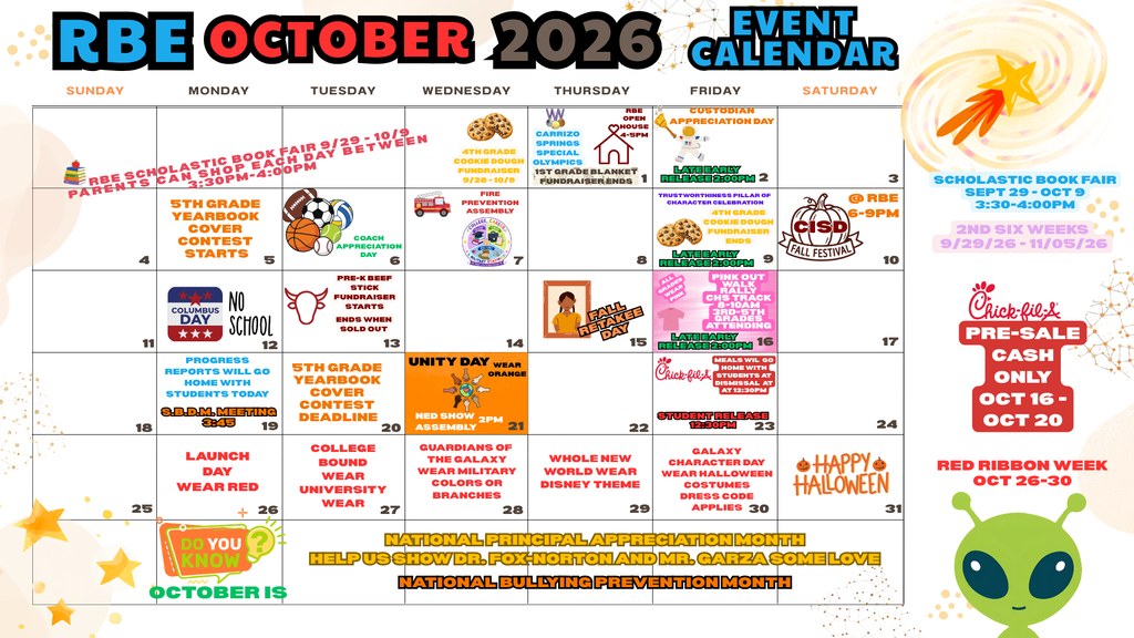 RBE October Activity Calendar