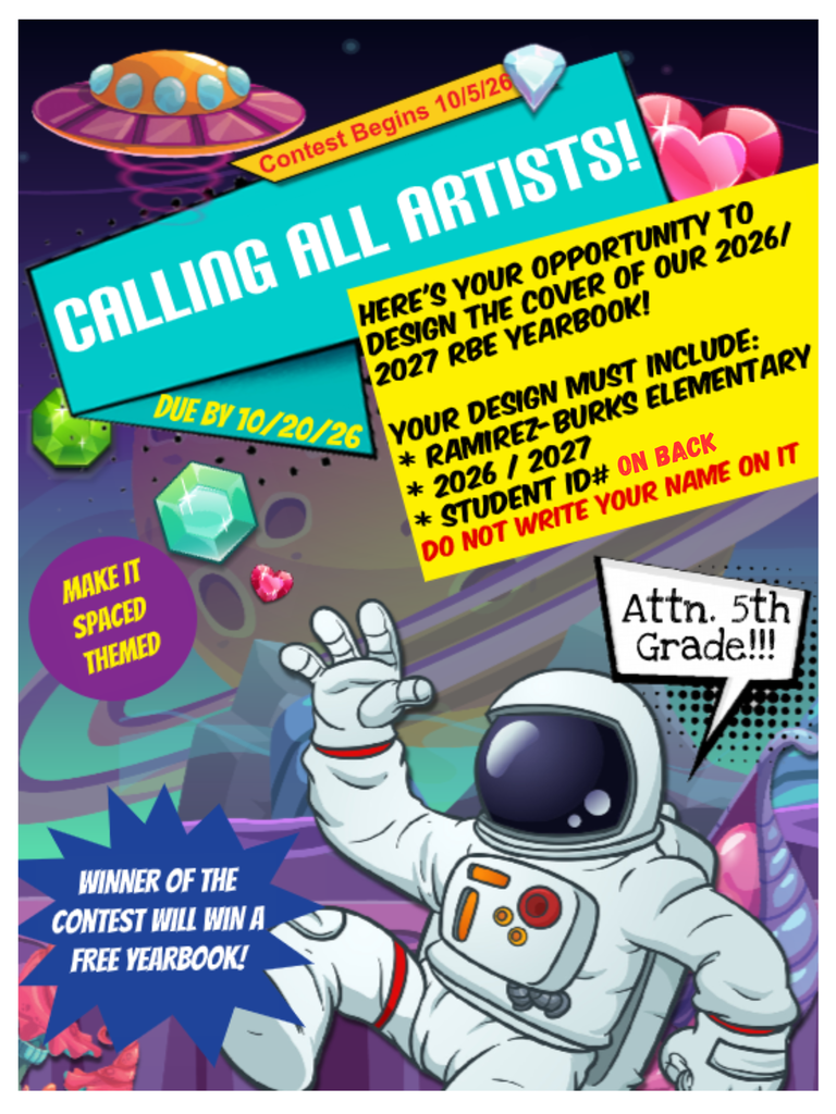 5th Grade Yearbook Cover Art Contest Flyer
