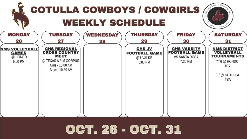 Weekly schedule 