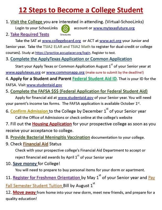 12 steps college student 1