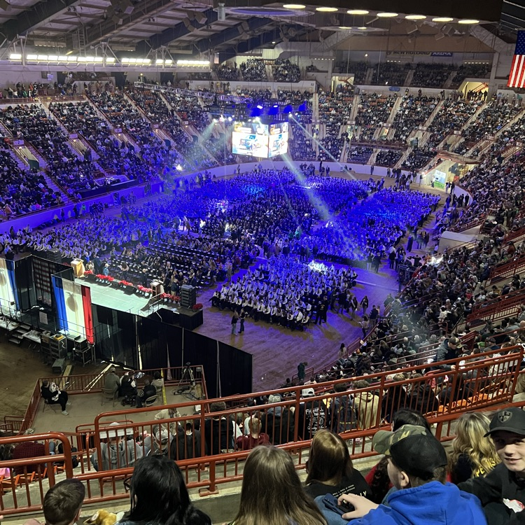 a full arena preparing for the FFA mid-Winter Convention. 
