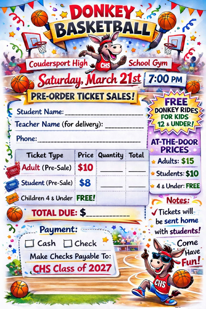 Donkey basketball ticket sales flyer (1)