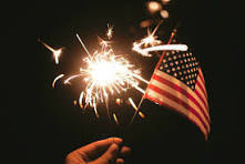 American Flag and a sparkler