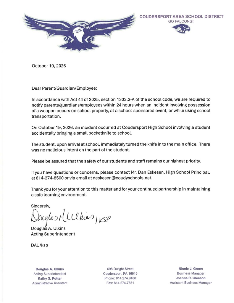 WEAPONS NOTIFICATION