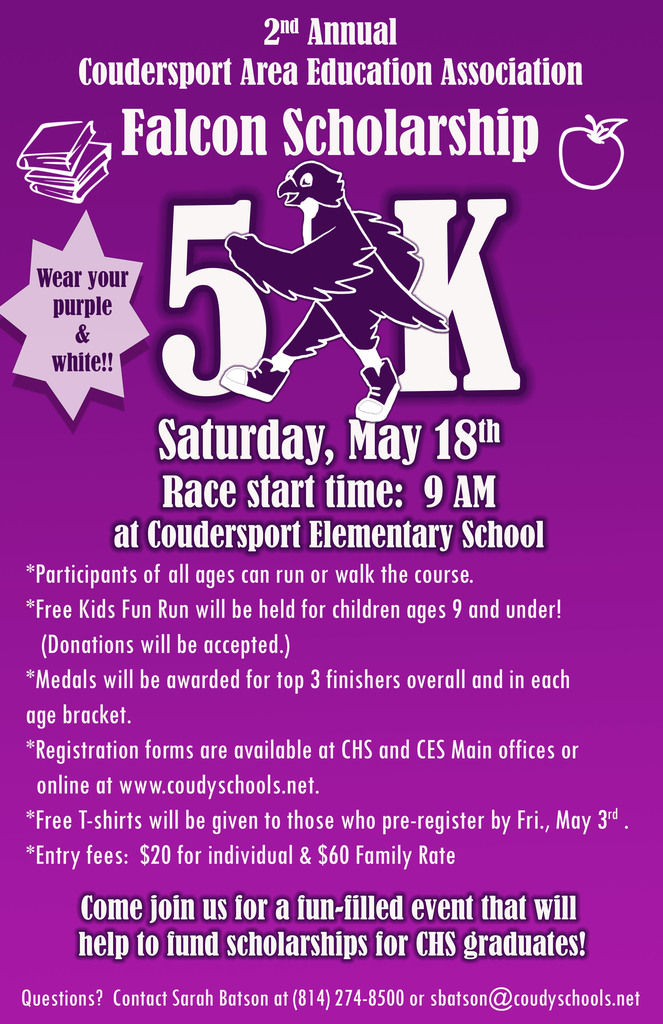 5k poster for May 18 @ 9am. from elementary school