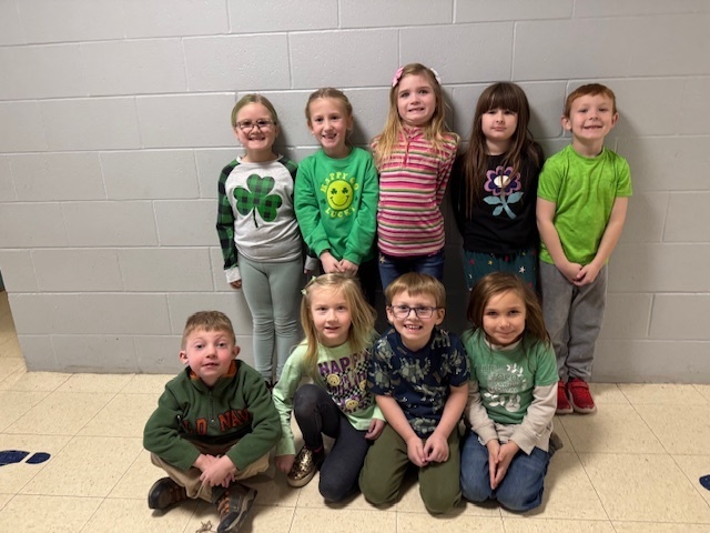 Kindergarten students wearing green