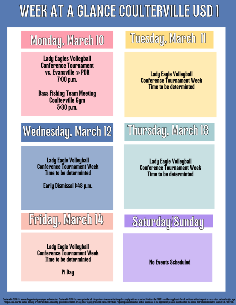 Our events for the week of March 10