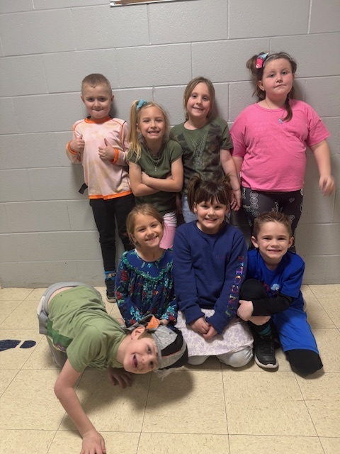 1st grade students on Wacky Wednesday