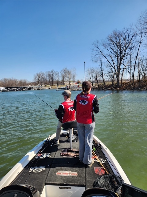 Drake and Maci in the boat