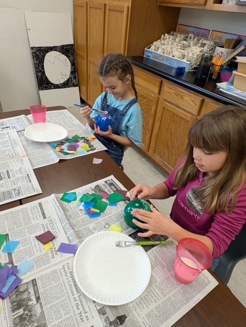 Nova and Skylar working on their eggs