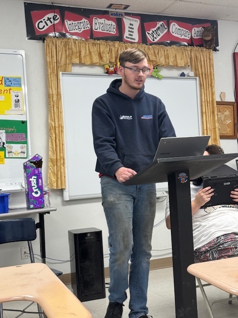 Ben debating his topic