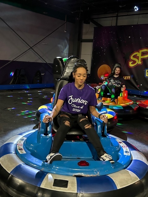 Samantha on the bumper cars