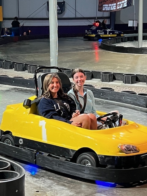 Kryssi and Kynlee on the race track