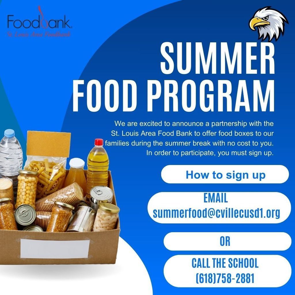 Summer food program, email summerfood@cvillecusd1.org