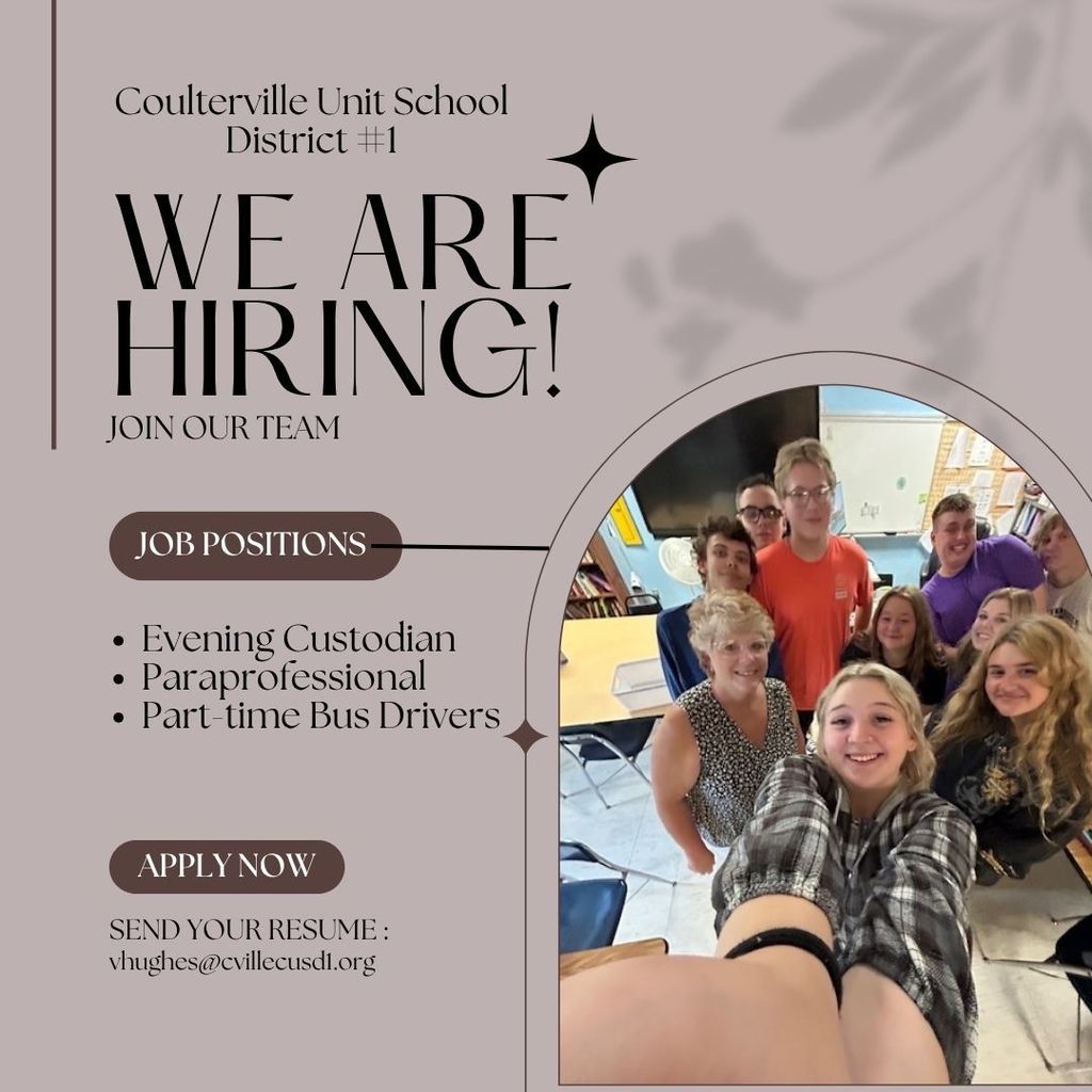 We are hiring an evening custodian, paraprofessionals, and part-time bus drivers