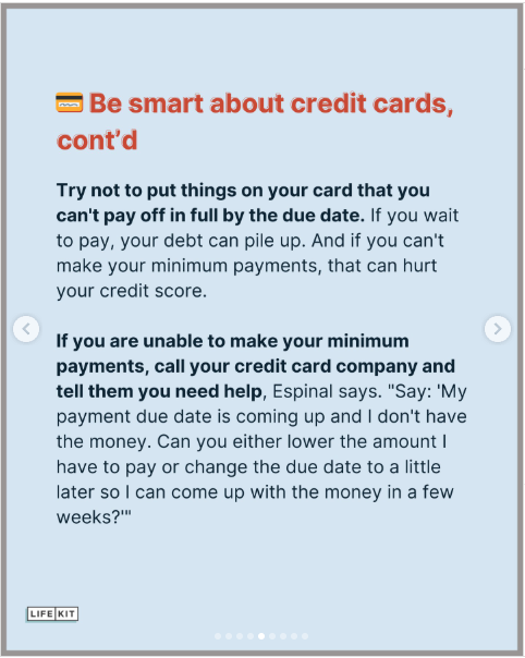 Be smart about credit cards continued