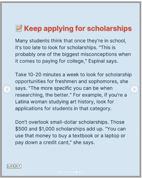 Keep applying for scholarships