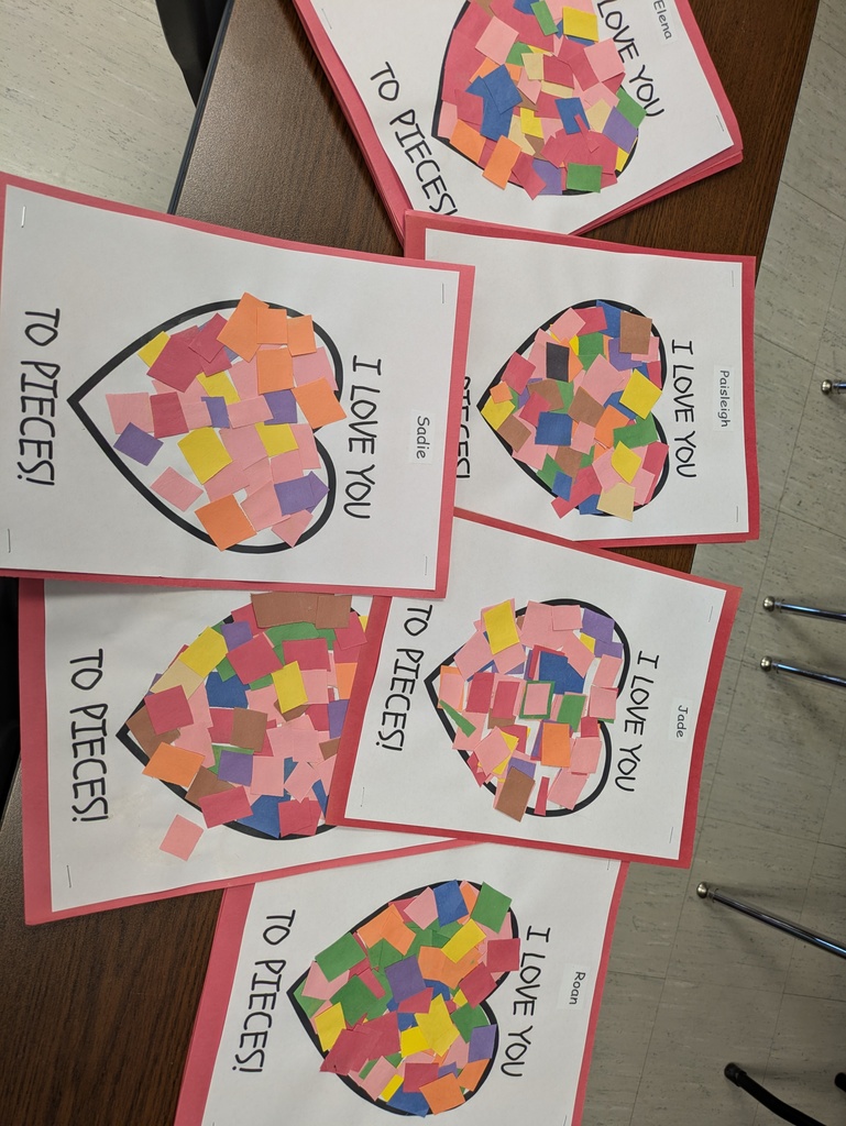 Kindergarten Valentine artwork finished in art class