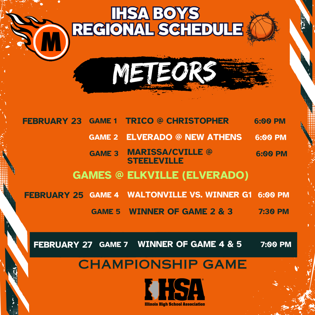 Regional Schedule Meteors Monday at 6:00