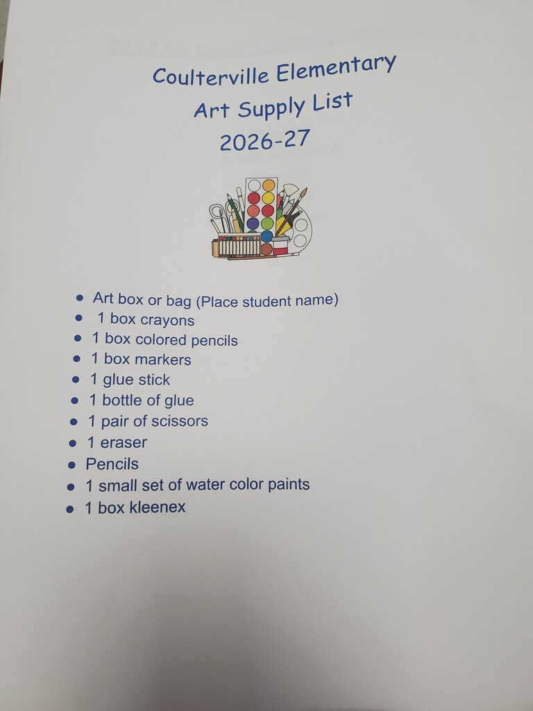 Art supply list