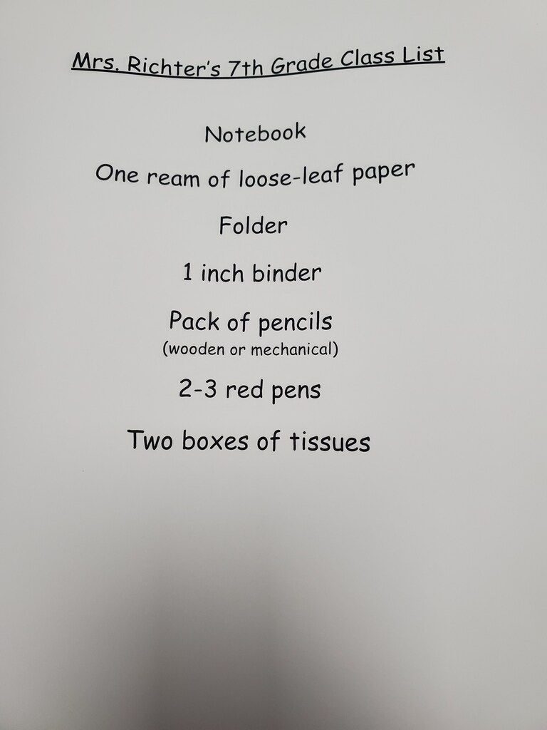 Mrs. Richter's 7th grade class