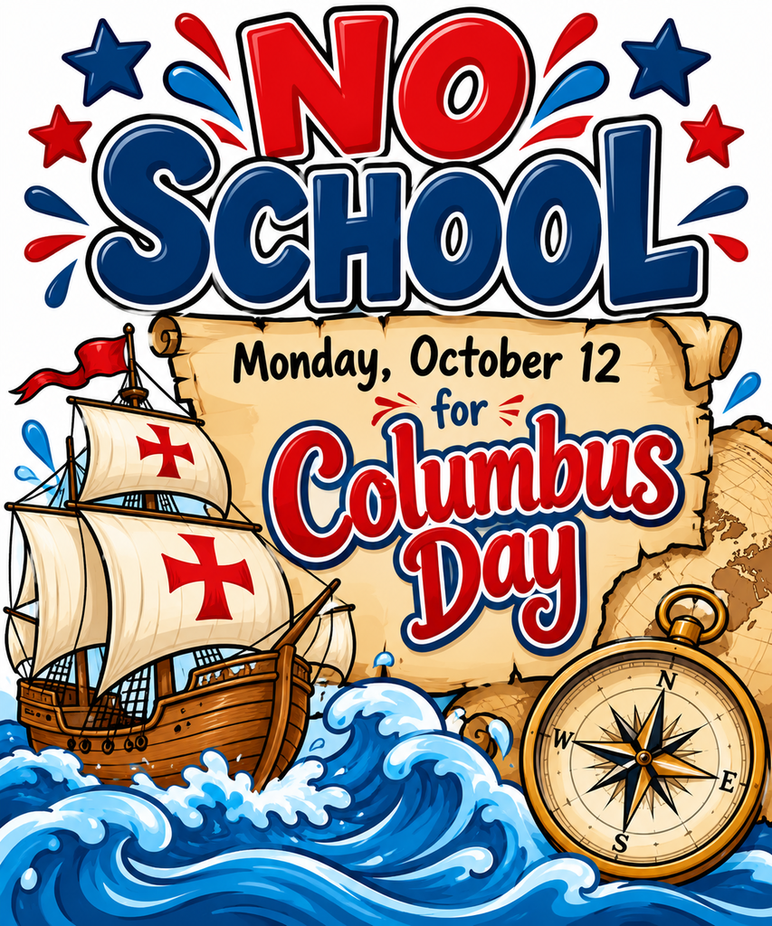 No School Monday, October 12 for Columbus Day