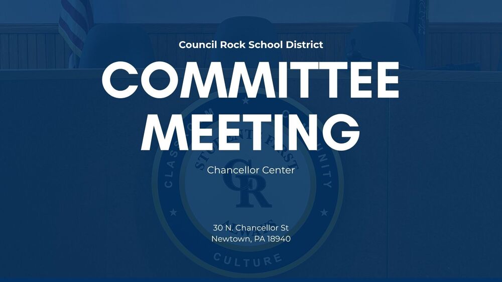CRSD Committee Meeting Chancellor Center on blue backround
