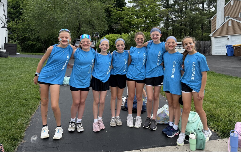 Students standing together before 6th grade track meet