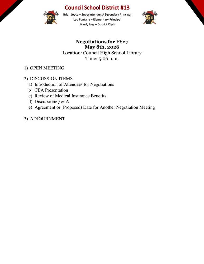 Teacher Negotiations Agenda