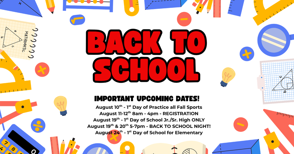 BACK TO SCHOOL flyer with important dates