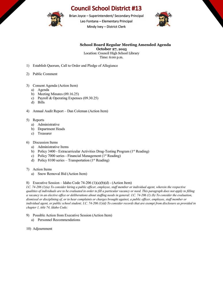 10.27.2025 Meeting Agenda