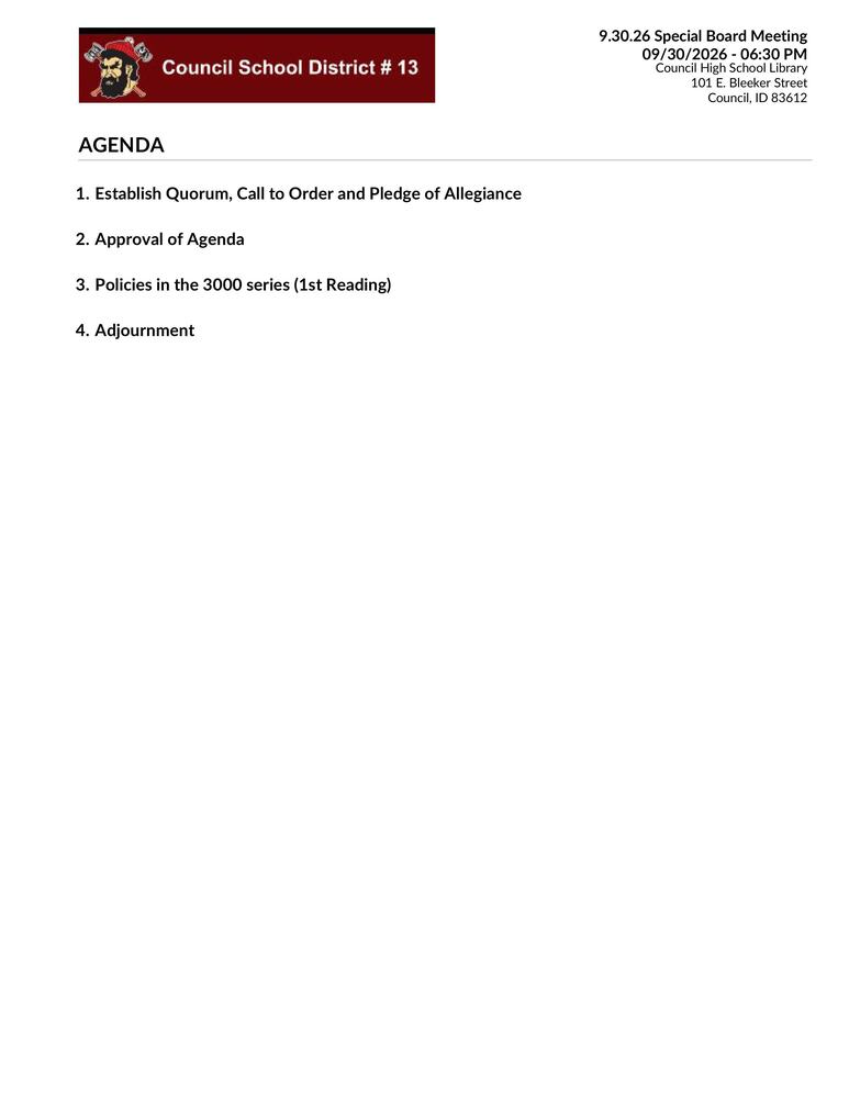 9.30.26 Special Meeting Agenda