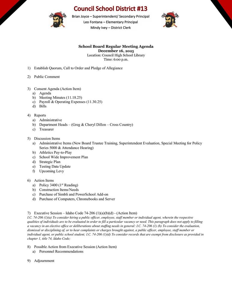 12.16.25 Board Meeting Agenda