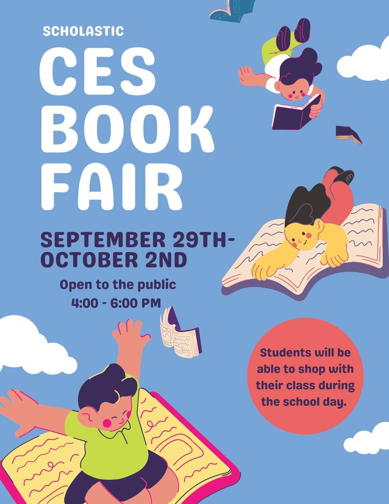 cartoon students float on books