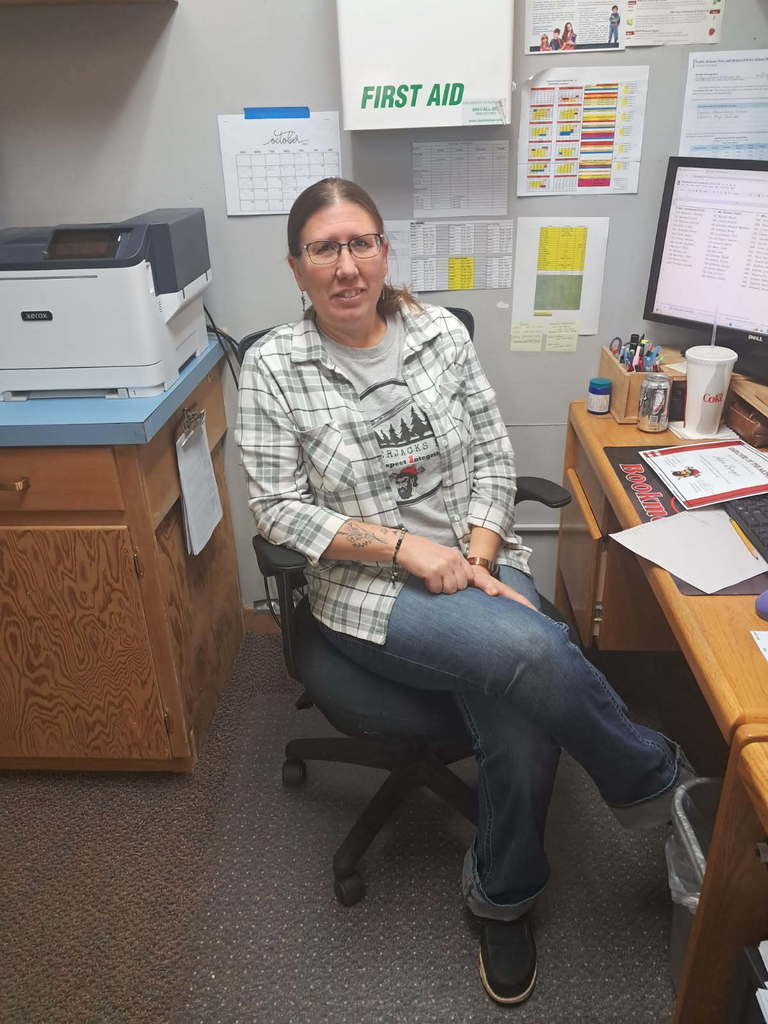woman in computer chair