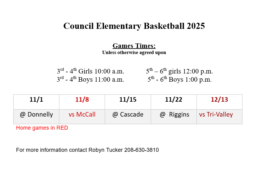 elementary basketball schedule