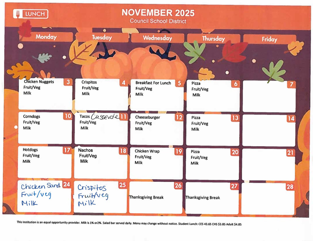 November Lunch Menu