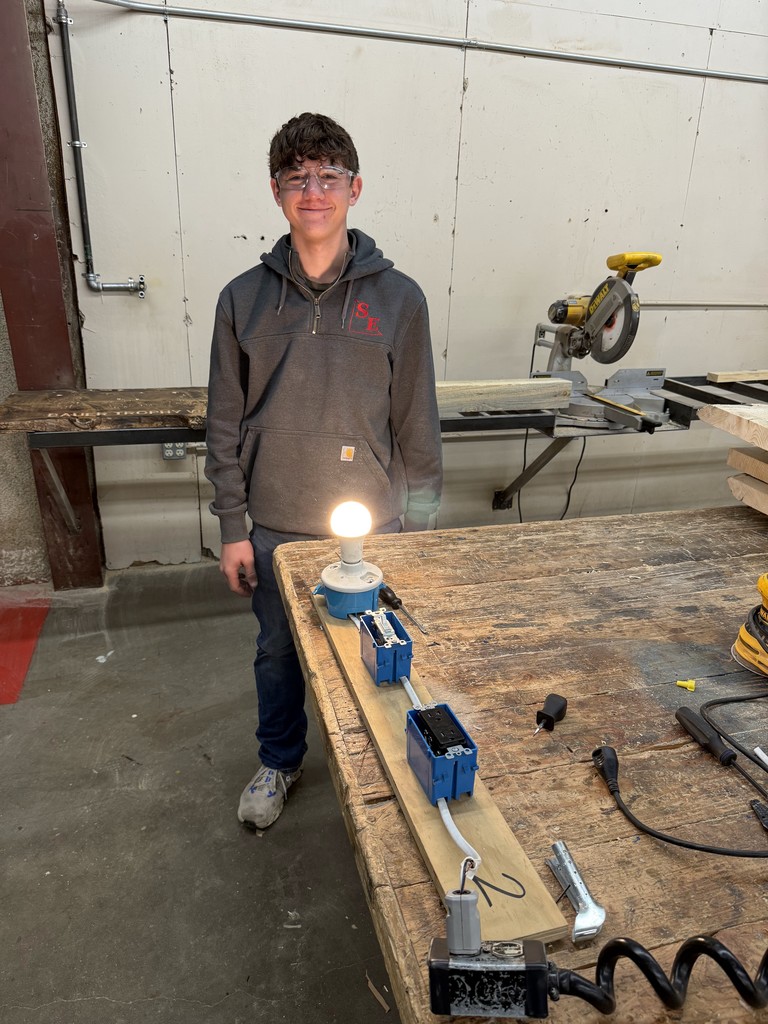 student with working lightbulb