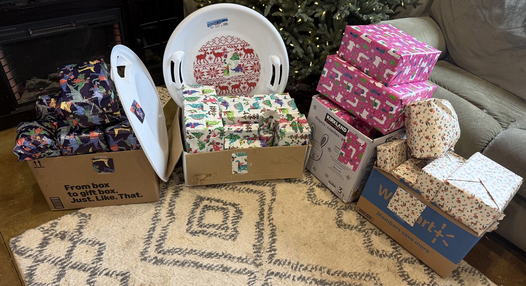 wrapped Christmas gifts