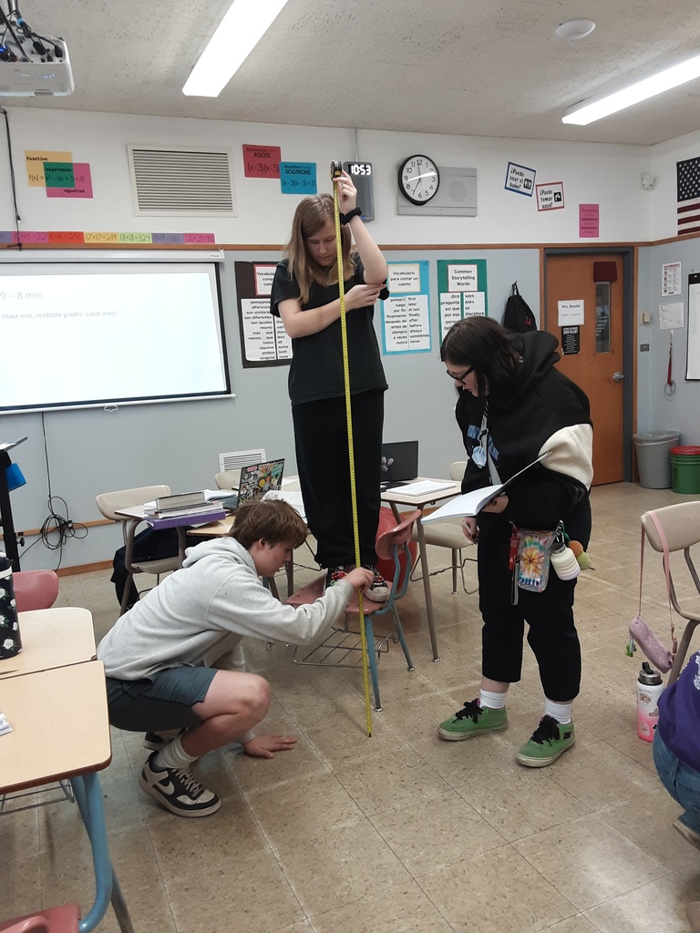 students hold measuring tape