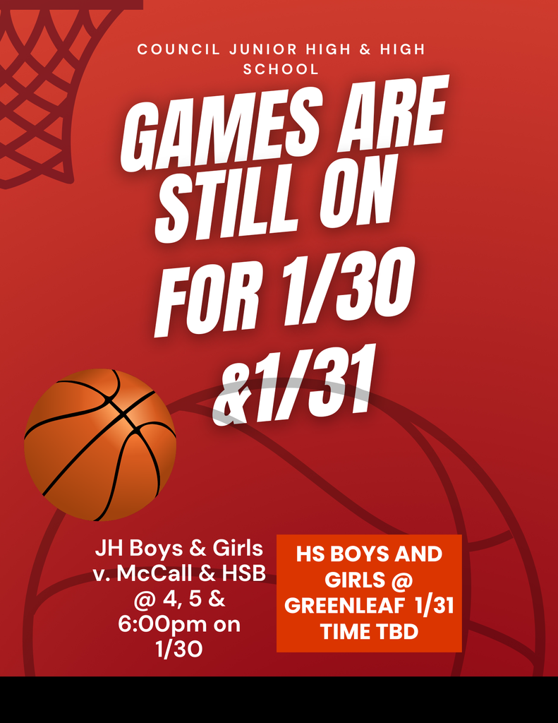 JH and HS games are still on for this Friday and Saturday!!