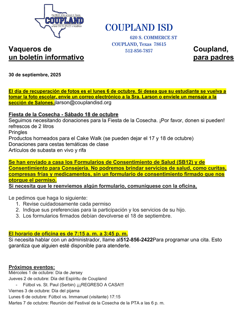 Boletin Semanal del 30 de Septiembre
