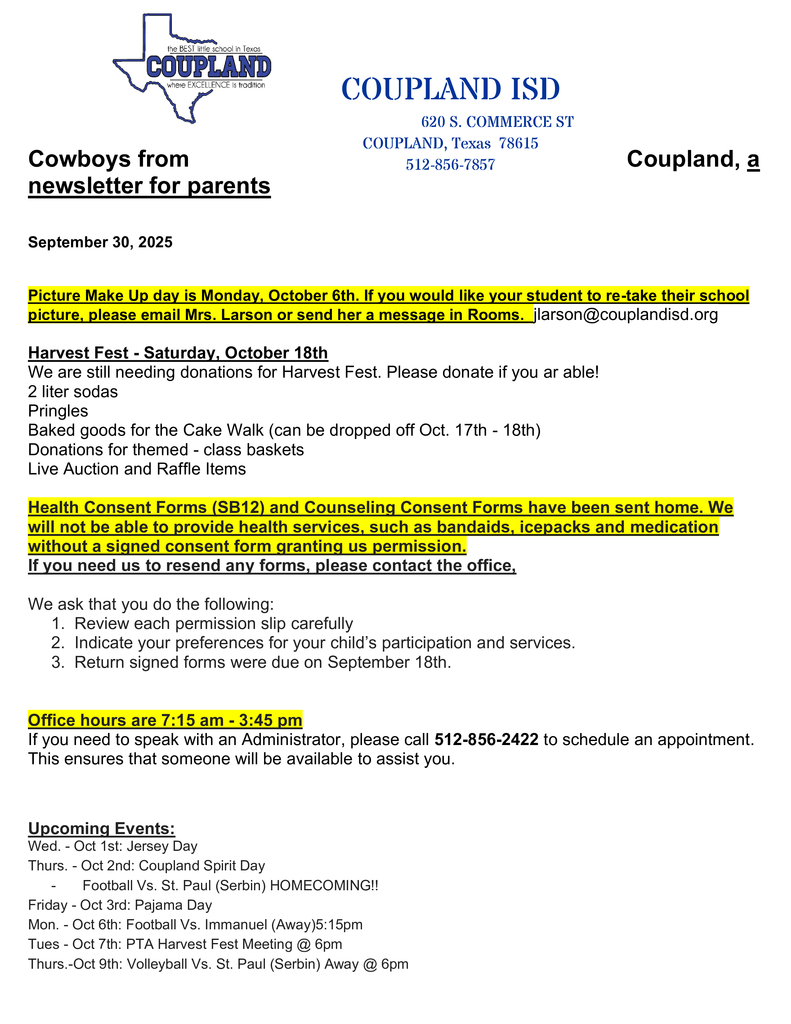 Weekly Newsletter September 30