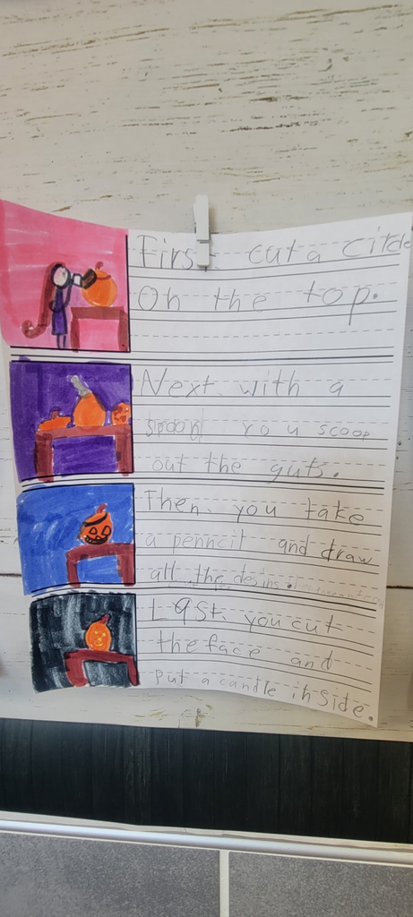 Writing a procedural text and made their own pumpkins