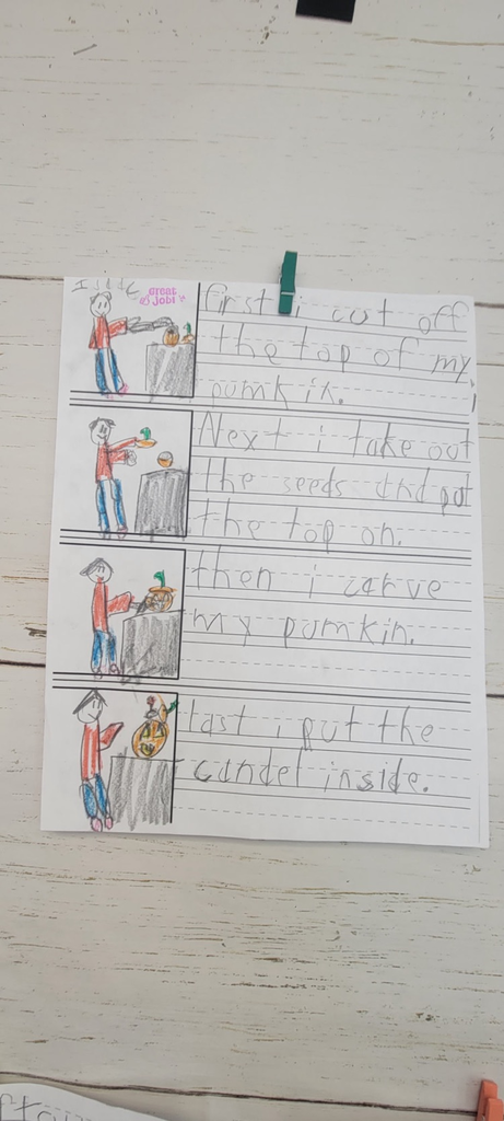 Writing a procedural text and made their own pumpkins