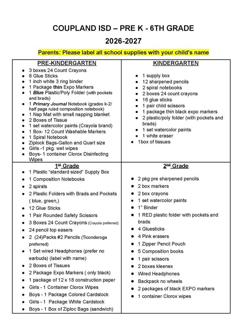 CES Supply List p1