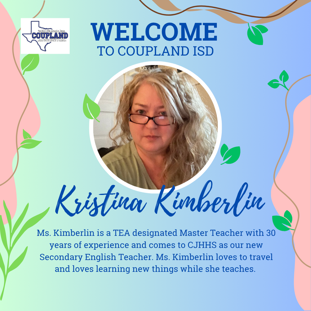 Welcome Ms. Kimberlin!